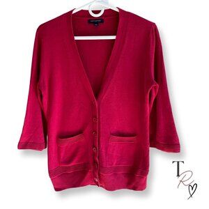 Banana Republic Raspberry 3/4 Sleeve Cardigan Sweater Size Medium